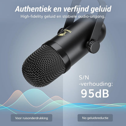 TONOR Podcast-Apparatuurpakket, Mixer met Dynamische Microfoon en Microfoonarm, XLR-Microfoon met Studio-Audio-Interface, Microfoonarm, Alles-in-één Pakket voor Opnemen, Streamen, POD-1