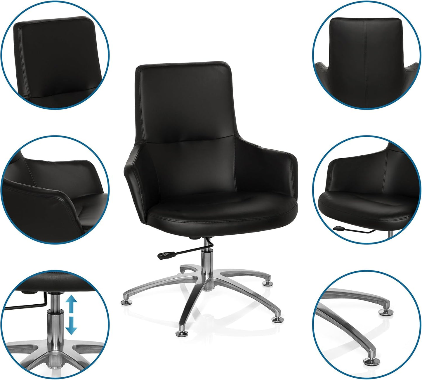 HJH Office Lounge/Recliner Chair, Shake 300 faux leather black