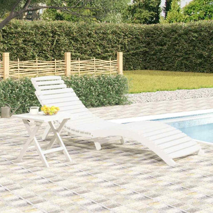 vidaXL Sunbed 184x55x64 cm Solid Acacia Wood White, Outdoor Bed, Sun Bed, Sun Bed, Garden Lounger, Sun Lounger, Outdoor Lounger, Sun Lounger, Wooden Lounger - QUORE