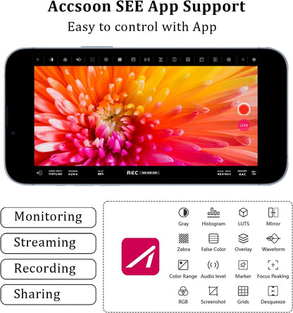 Accsoon SeeMo HDMI naar USB C Video Capture Adapter voor iPhone en, ondersteunt 1080P 60FPS Video & Real-time bewaking/streaming/opname meiOS 12.0 voor latere iPhone instelbaar-zwart
