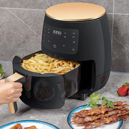 Heteluchtfriteuse - Airfryer - Hetelucht Circulatie Kooktoestel - 4,5L - 1400W - Smarttouch AirFryer - Intelligente diepeluchtfriteuse - Zwart