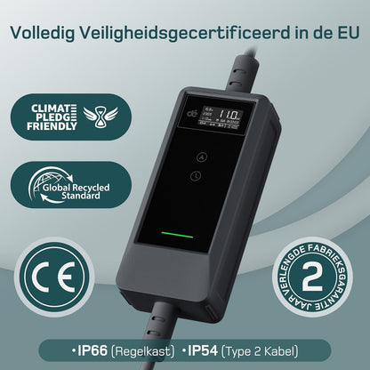 dé Mobile Wallbox 11kW mit APP [7m, 3-Fase, 6-16A] EV Charger 11kW met Digitaal LCD Bediening, EV Oplader CEE 11kW voor ID.3/4, Model Y/3, Enyaq, EX30/XC40, Niro en Andere EV&PHEV