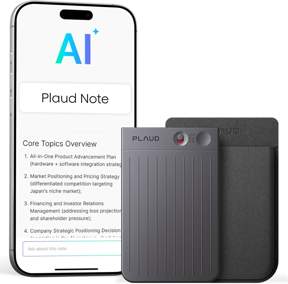 Digitale AI-spraakrecorder – Spraakrecorder – Dictafoon – Audio Recorder – Voice Recorder – Zwart met Zwarte Hoes – Transcriptie in 112 Talen – Samenvattingen met Sprekerherkenning