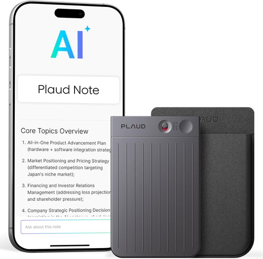 Digitale AI-spraakrecorder – Spraakrecorder – Dictafoon – Audio Recorder – Voice Recorder – Zwart met Zwarte Hoes – Transcriptie in 112 Talen – Samenvattingen met Sprekerherkenning