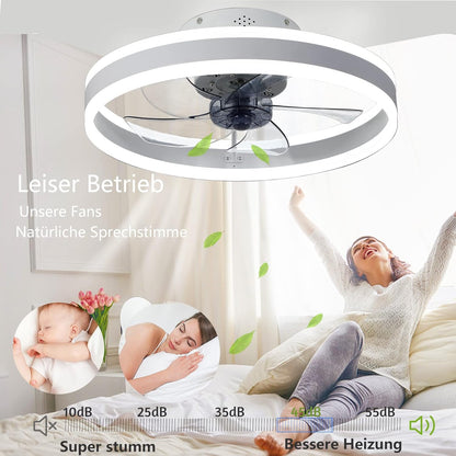 Wildcat plafondventilator met verlichting, stille moderne LED met afstandsbediening Timer ventilator plafondlamp ventilatorlicht voor woonkamer slaapkamer eetkamer (Wit, 50CM)