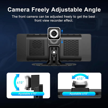 LEXXSON Draagbare autoradio met draadloos CarPlay Android autodisplay, 4K dashcam en 1080p achteruitrijcamera, 3-in-1 met IPS touchscreen, Car Play Bluetooth/FM/AUX/TF-kaart, plug & play