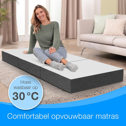 ELONEO Opvouwbaar Matras 1 Persoon, Premium Visco Schuimmatras, 90x200 cm, Dikte: 15 cm, Reisbed voor Kinderen en Volwassenen, Extra Bed voor Volwassenen en Kinderen