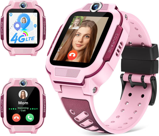 imoo Z3 Watch Phone, 4G-smartwatch voor kinderen met HD-videogesprekken, smartwatch voor kinderen met GPS-real-time lokalisatie, IPX8-waterbestendigheid (roze)