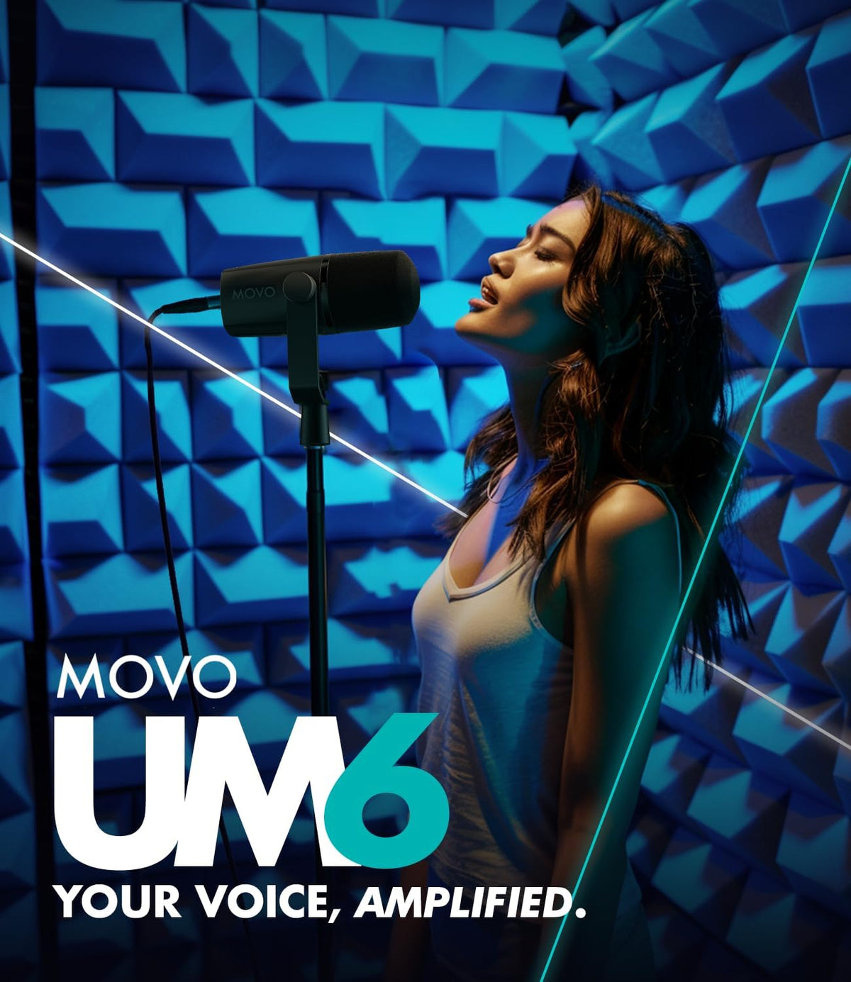 Movo UM6 Dynamische Podcasting Microfoon met ingebouwde GainCast voorversterker, Mic Gain, High Frequency Boost en XLR/USB uitgangen