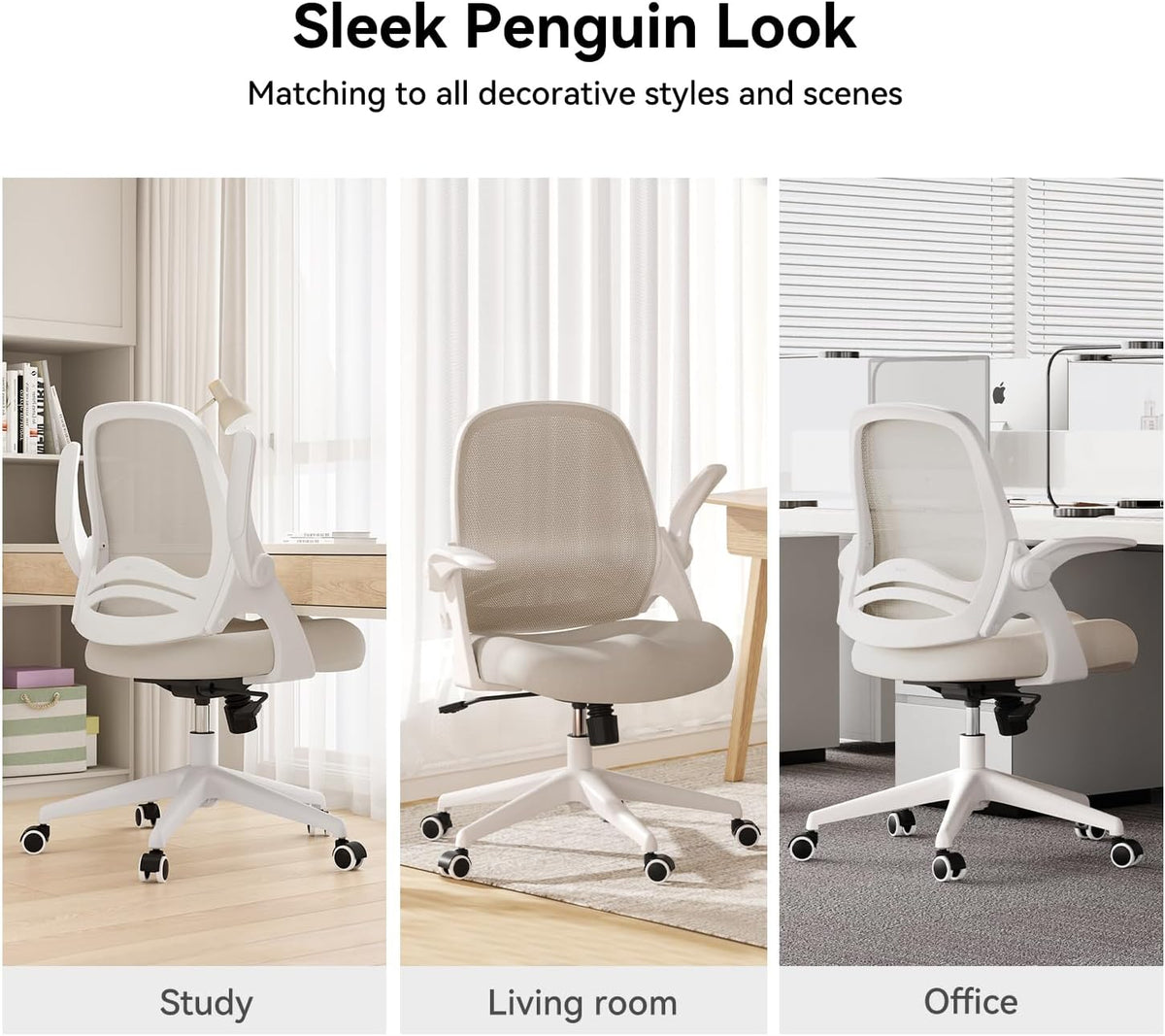 Bureaustoel – Ergonomische Stoel – Office Chair – Kantoorstoel – Bureaustoelen – Inklapbare Armleuningen – Canvas Zitting – 360° Draaibaar