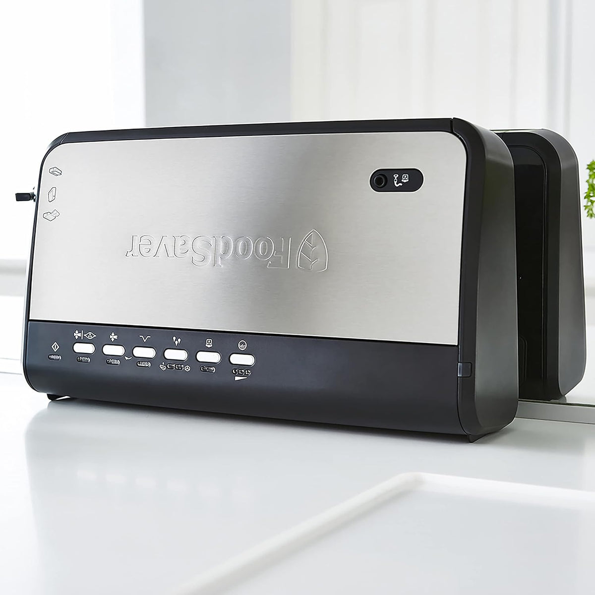 FoodSaver FFS005X vacuümmachine met opbergvak voor rol en snijder, pulsfunctie voor breekbaar voedsel, inclusief accessoires en bijpassende vacuümzakken