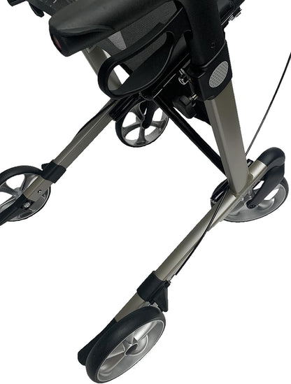 Rehasense 826247.CHAMP,Lichtgewicht rollator met 4 wielen, opvouwbaar, voor senioren, loophulp, rollator server L champagne, inklapbaar, in hoogte verstelbaar, hoogwaardige rollatoren