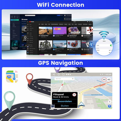 Inefala Android 2 Din Wireless CarPlay Autoradio met gemotoriseerd scherm 2+64G Draadloze met Bluetooth 1 DIN Bluetooth Stereo met Android Auto Mirror Link FM RDS GPS WiFi Achteruitrijcamera AUX USB