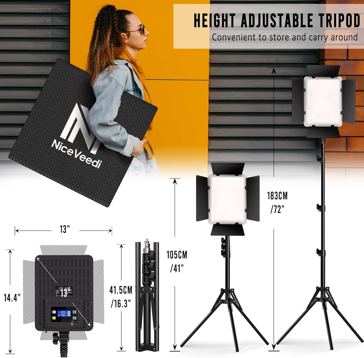 Fotoverlichting – Led Videolamp, Fotolamp, Studiolamp, Videolicht – 2 Stuks – Tweekleurig 2700-6500 K – 36 W Per Lamp, Dimbaar