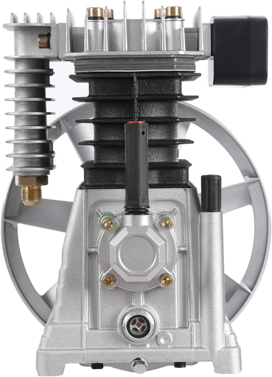 3HP Piston Cylinder Air Compressor Head Pumps Engine Head Air Tool Single Stage Two Cylinder Air Compressor Pump Head 250 L/Min for Automotive Decoration, Construction, Mechanical Engineering, etc - QUORE