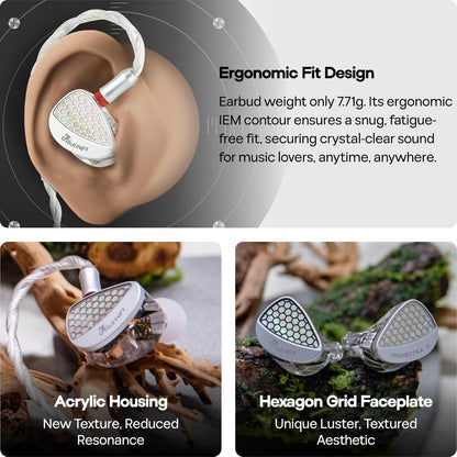 In-Ear Monitor – IEM Oordopjes – In-Ear Hoofdtelefoon – Monitor Oortjes – Zilverkleurig – 10 Balanced Armature Drivers per Oor – Handgemaakte Behuizing met Goede Geluidsisolatie