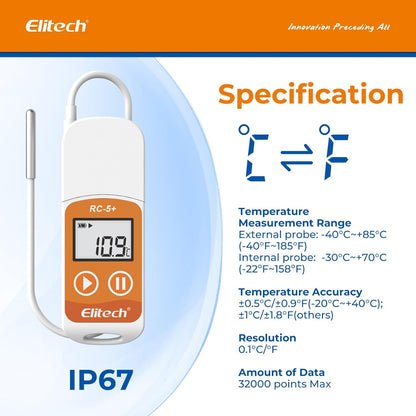 litech RC-5+ TE PDF USB temperatuur-datalogger herbruikbare recorder 32000 punten hoge nauwkeurigheid 5pack