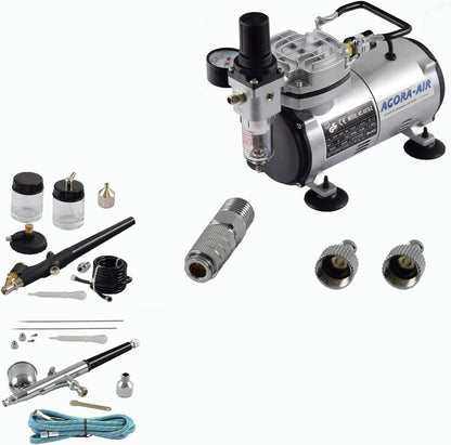 Airbrush Set – Airbrushpistool – Airbrush Compressor – Spuitpistool – Spray Gun – Complete Set – Krachtige 4 Bar Compressor – 4 Naalddiameters (0,2-0,8 mm)