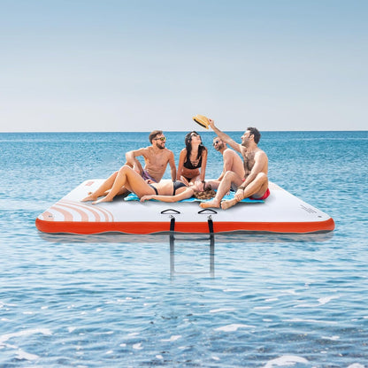 VEVOR Opblaasbaar zwemdok, 2,13 x 2,13 m, opblaasbaar dockplatform, antislip water-zwemdockmat met draagbare draagtas en afneembare ladder, zwemplatform-eilandvlot voor zwembad