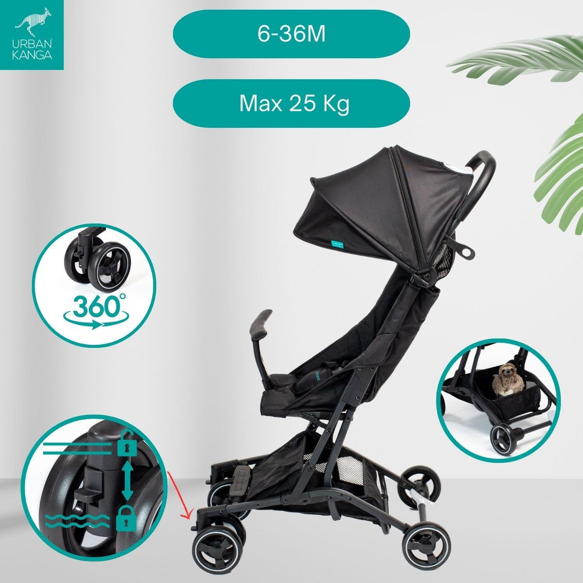 Urban Kanga Bandicoot – Lichtgewicht Reisbuggy Cabineformaat – Compact Inklapbaar – Geschikt tot 22 kg