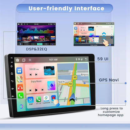 Android Autoradio – GPS Navigatie – Draadloze CarPlay – Bluetooth Stereo – Touchscreen Radio – 9 Inch HD – 8-Core Processor 2+64 GB