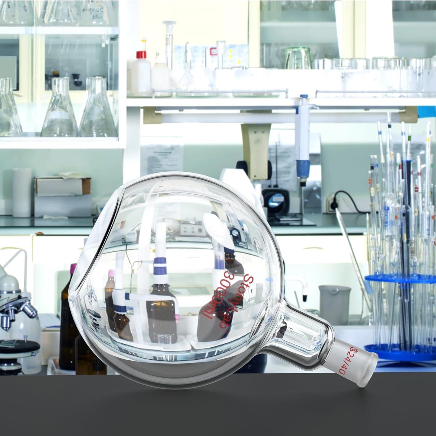 Kookkolf met platte bodem – Bolkolf – Laboratoriumkolf – Destillatiekolf – Refluxkolf – 3000 ml – Borosilicaatglas 24/40