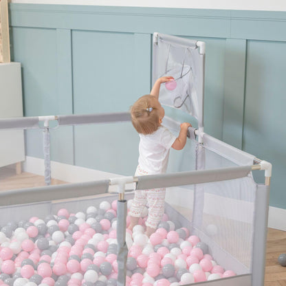 Square Baby Playpen With Plastic Balls, Basketball - QUORE