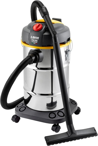 LAVOR New Model 8.253.0024 Stofzuiger voor vaste en vloeibare vloeistoffen, roestvrij staal, 1400 W, 30 liter
