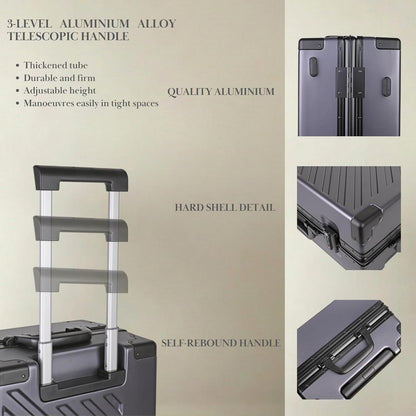 JLY Koffer van 100% polycarbonaat, ritssluiting, TSA-slot, 4 wielen, aluminium handgreep, licht, robuust, ideaal als handbagage of reiskoffer, antracietgrijs, M (65cm 60L), koffer