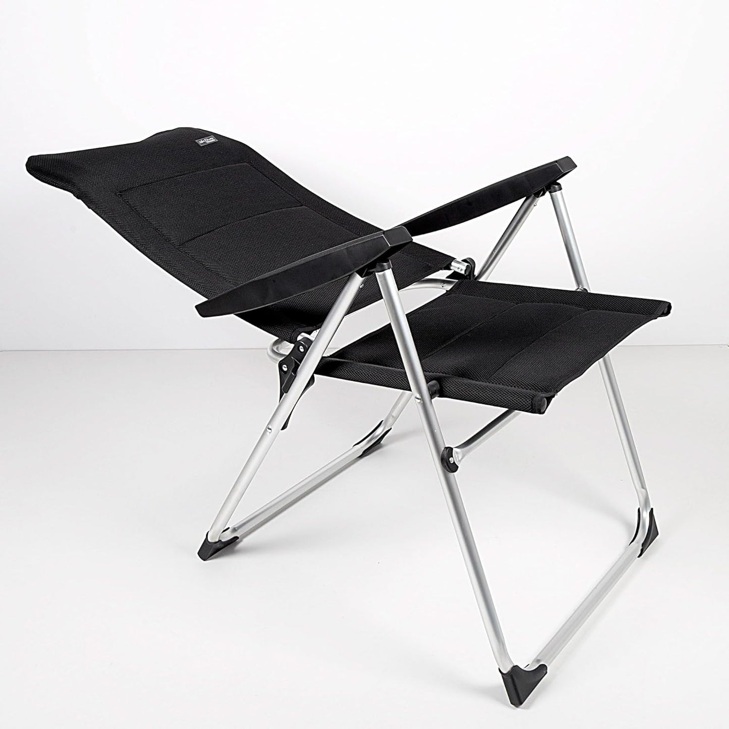 AKTIVE Set van 2 klapstoelen, 5 posities, zwart, voor terras, balkon, erf of tuin, 49 x 67 x 123 cm, van aluminium en polyester, gevoerd, kantelbeveiliging, max. 110 kg, klapstoelen, 85475
