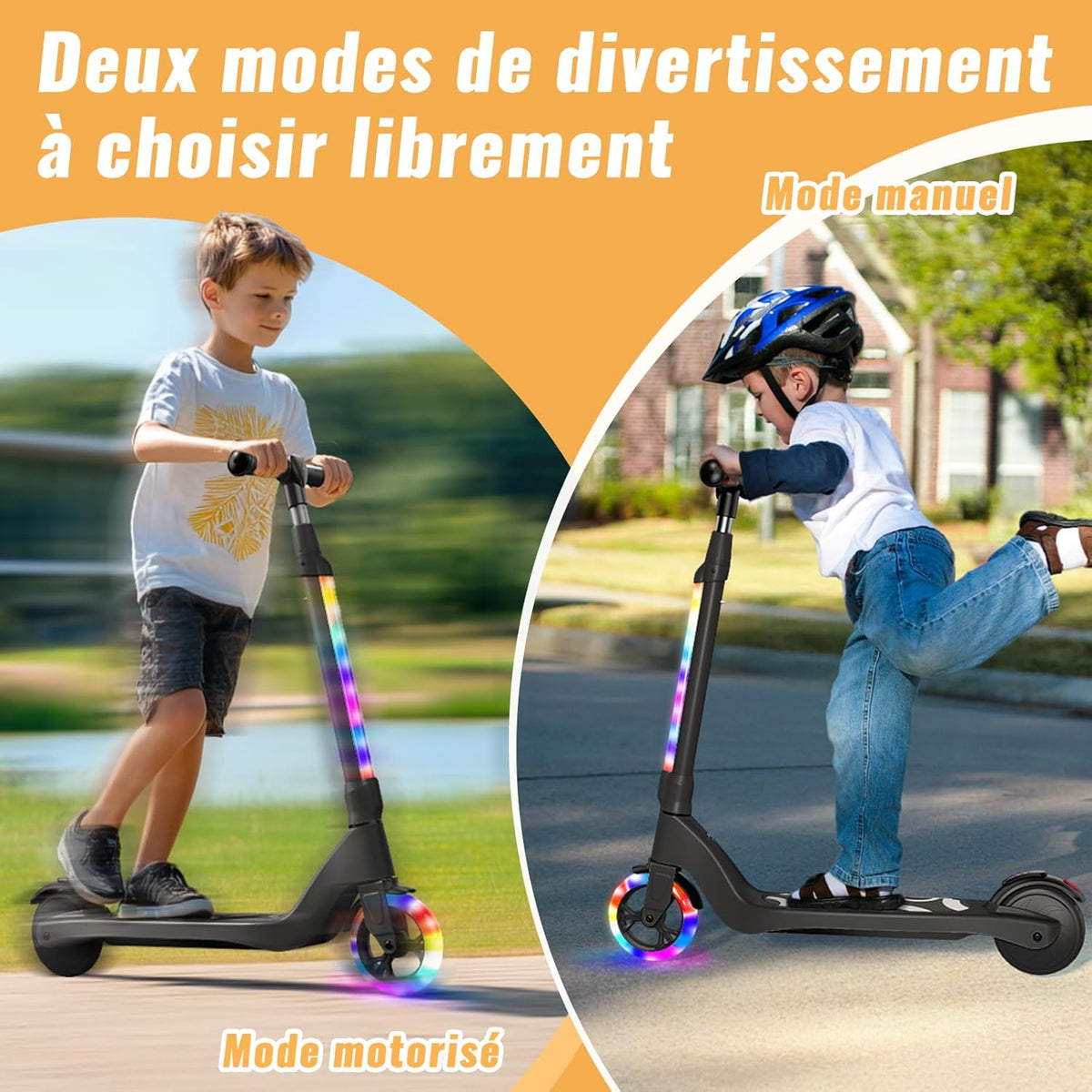 TST Elektrische step voor kinderen, 6-8-10 jaar, elektrische step met gekleurd ledlicht en 3 instelbare hoogtes, 5,3 inch, elektrische step voor kinderen, maximale belasting 70 kg, maximale snelheid
