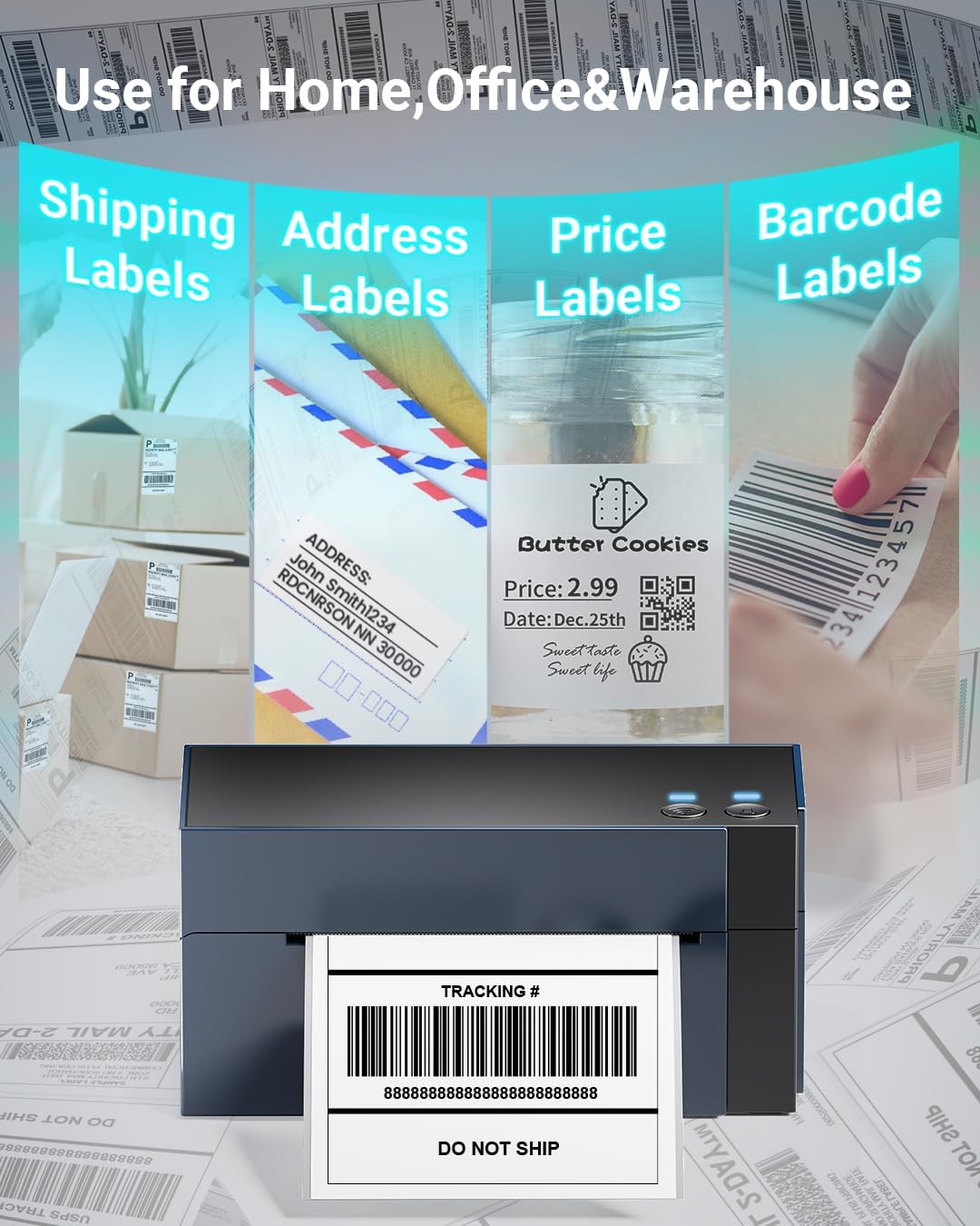Phomemo WiFi Verzendlabelprinter 4x6, 344WF WiFi Thermische Labelprinter voor Kleine Ondernemingen, Postlabel Maker, Compatibel met eBay, Etsy, Shopify, Amazon, Royal Mail, FedEx, USPS