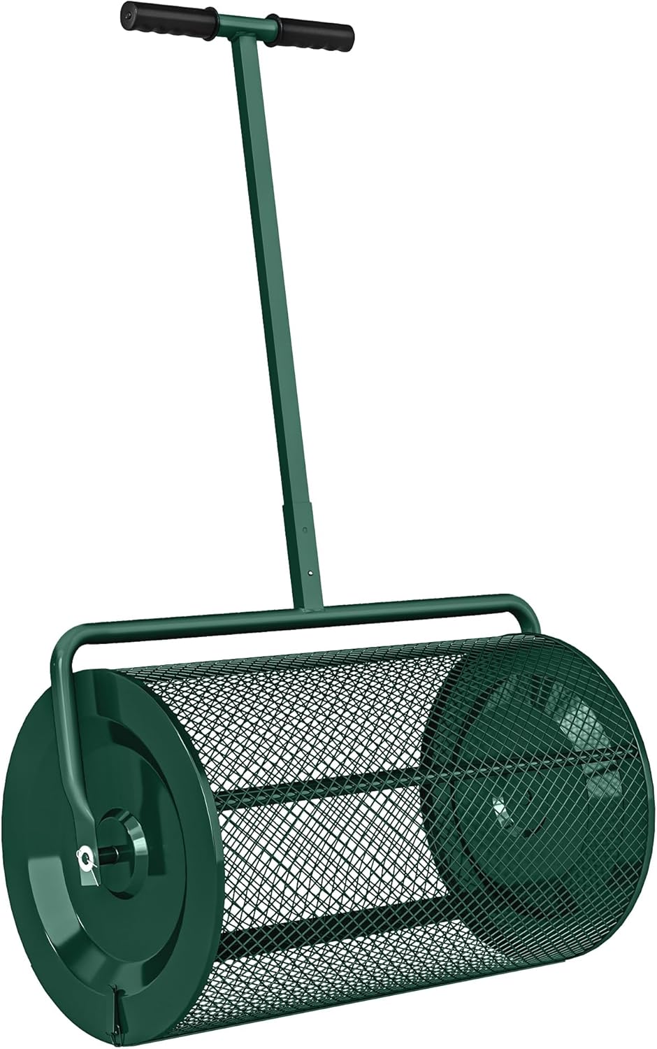 Outsunny Compost Spreader, 24" Peat Moss Spreader with Height Adjustable T Shaped Handle and Metal Mesh Basket, Garden Spreader for Seeding, Spreading Manure, Green - QUORE
