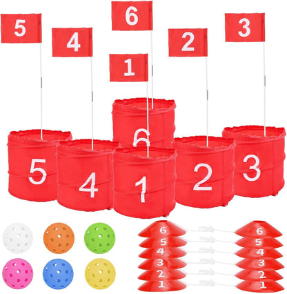 Golf Yard Game, 6 Holes Bucket Golf Games Backyard Golf Game Set Golf Practice Game voor Volwassenen Kinderen Gazon Strand Tuin Camping Park