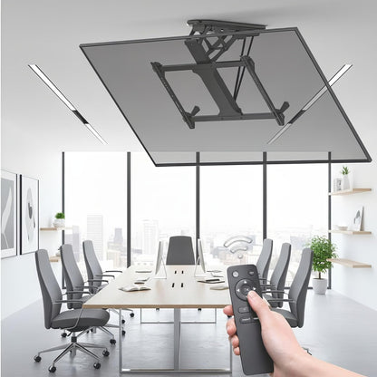 Maclean Elektrische TV-Plafondbeugel 32-70" voor plafond & schuine daken | Traploos kantelbaar tot 75° | Afstandsbediening | Max. 35 kg | VESA 600x400 (Plafondbeugel)