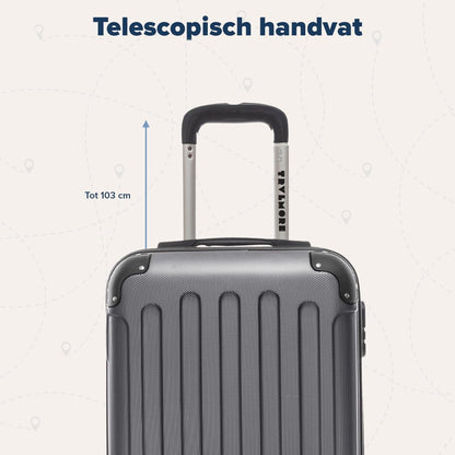 TRVLMORE Kofferset - 3 Delig - 38L Handbagage + 110L Ruimbagage - Lichtgewicht - Trolley - Reiskoffer Set - Donkergrijs