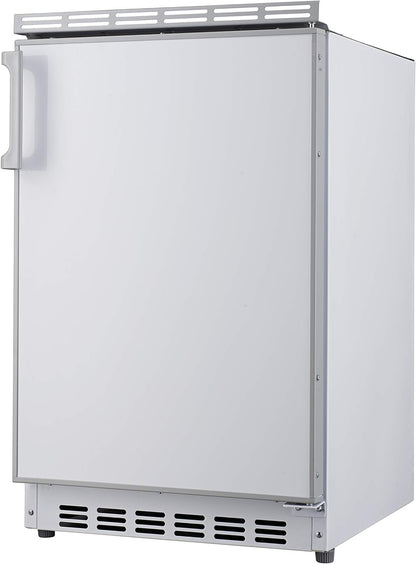 PKM KS82.3EUB Undercounter Fridge with Freezer Compartment, 83 Litres Net Capacity, Interchangeable Door Hall, Height Adjustable Legs, LED Lighting, 41 dB 50 cm Width, White - QUORE