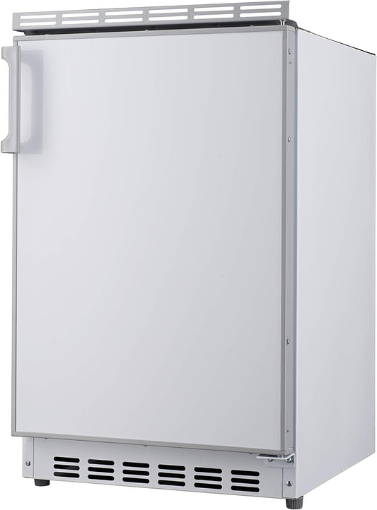 PKM KS82.3EUB Undercounter Fridge with Freezer Compartment, 83 Litres Net Capacity, Interchangeable Door Hall, Height Adjustable Legs, LED Lighting, 41 dB 50 cm Width, White - QUORE