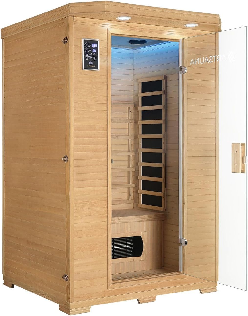 Artsauna Oslo Infrared Cabin with Triplex Heating System for 2 People Hemlock Wood 120 x 100 cm Infrared Sauna Infrared Heat Cabin Sauna - QUORE