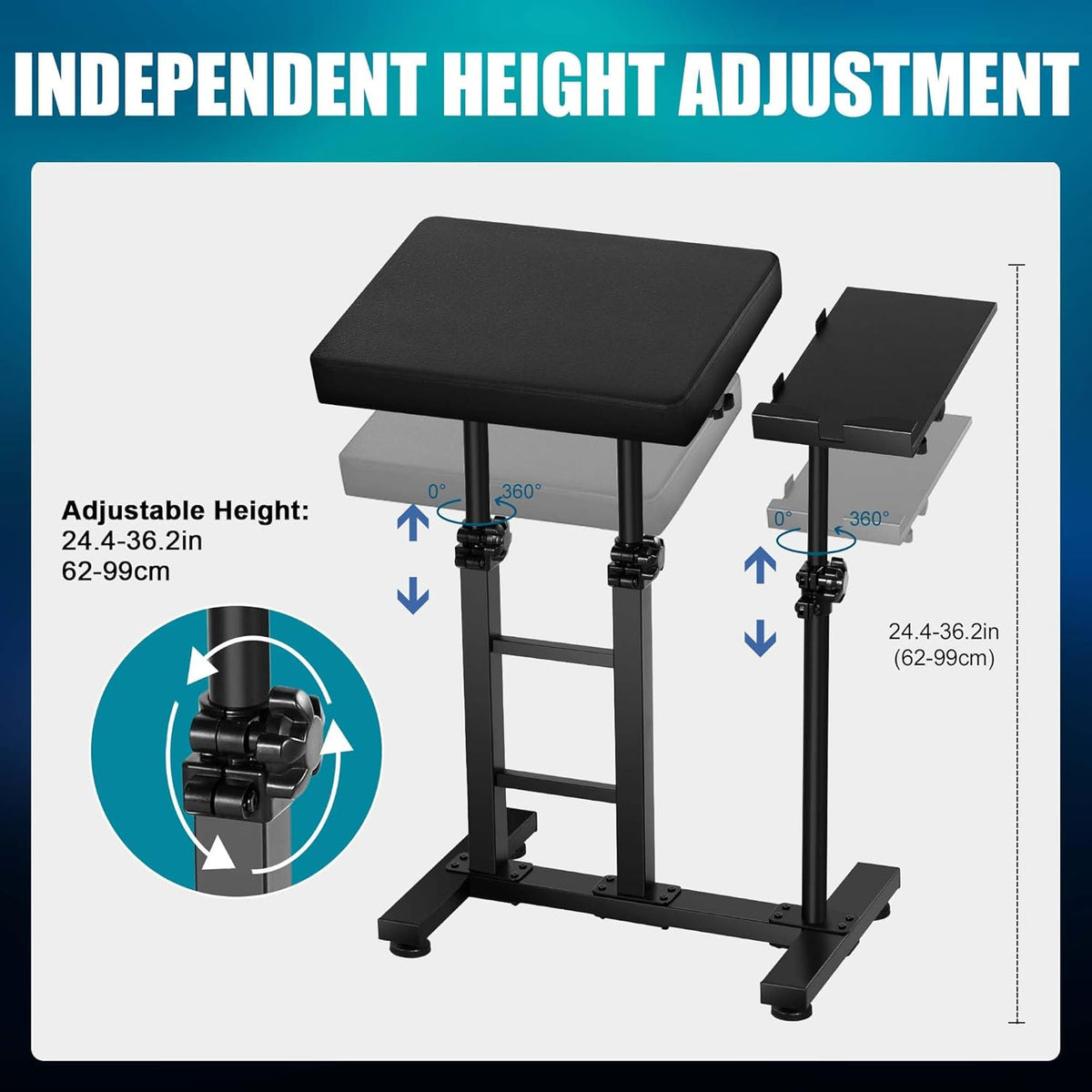 POARMEEY XXL Tattoo Armsteun Stand met Verstelbare Tattoo Tray voor iPad Professionele Oversized Armsteun en Houder Stand Combinatie