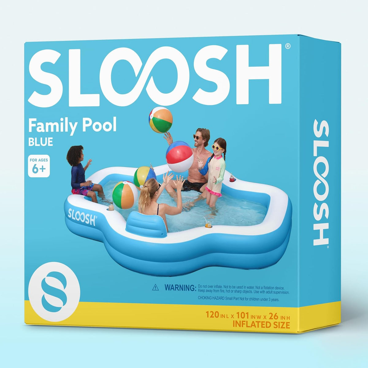SLOOSH Opblaasbaar zwembad voor gezinnen met stoelen, 120" x 101" x 26" Full-Sized Blow Up Duurzaam verdikt bovengronds zwembad met rugleuning bekerhouders, zwembaden voor achtertuin zomer watergazon
