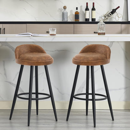 Barkruk Set van 2 - Stoel - Kleine stoel - Keukenstoel - 37,5 cm x 34 cm - Bruin