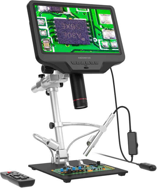Andonstar AD409 Pro HDMI digitale microscoop met endoscoop, 10,1 inch LCD-scherm soldeermicroscoop, 300X USB elektronische microscoopcamera voor PCB-solderen, muntenverzameling, ondersteunt Windows-pc
