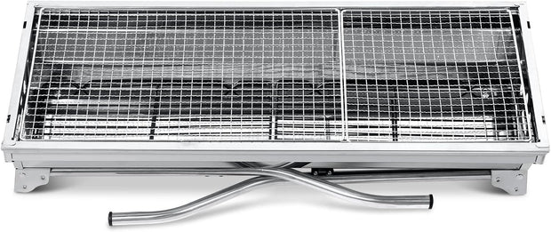 Houtskoolgrill - Barbecue - Houtskoolbarbecue - Buitenkeuken - voor 5-10 personen - Campinggrill - Inklapbaar - Opvouwbare - Draagbare - voor Camping - Tuin - Picknick - Feest - RVS - 73 x 33 x 71 cm - Zilver
