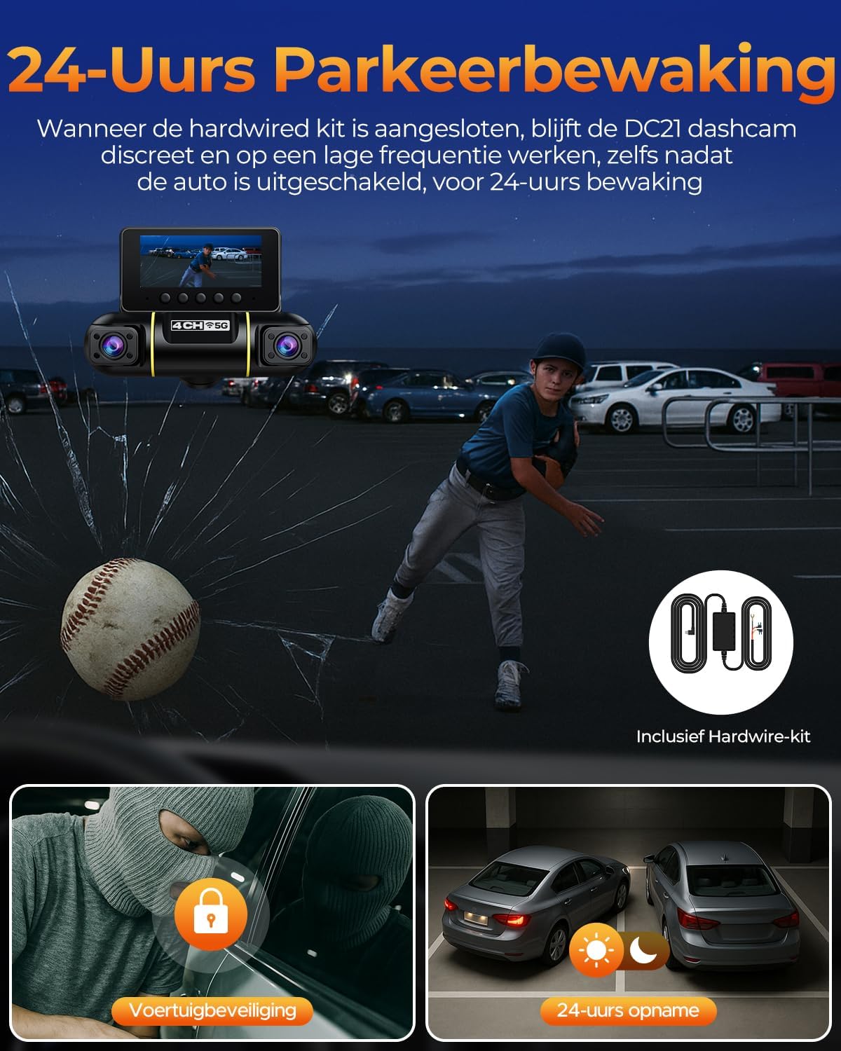 4-Kanaals Dashcam Auto – Autocamera – Auto Camera – Camera Auto – 360° Dashcam – 1080P Opname – WiFi & App-bediening
