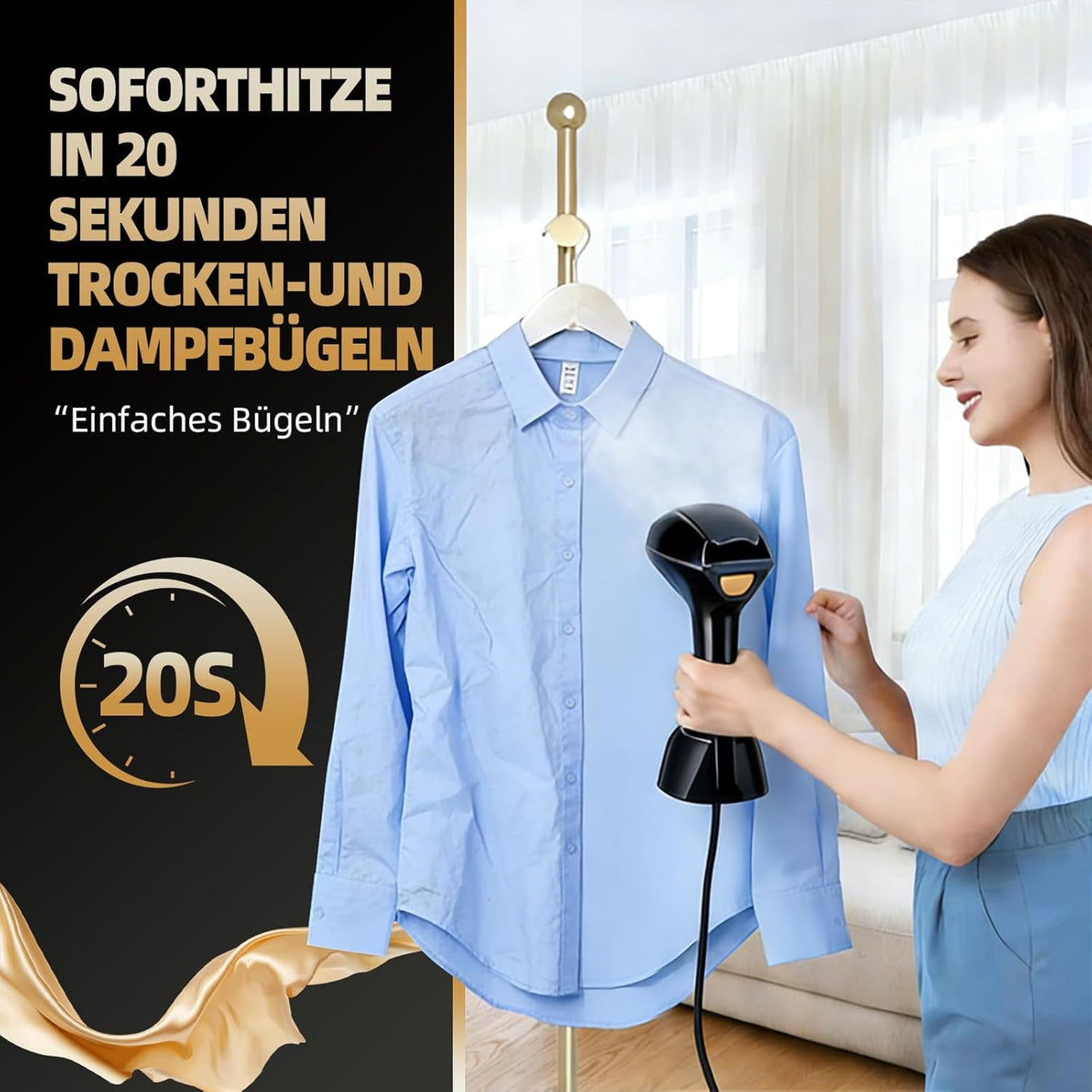 Handstomer – Kledingstomer – Stoomstrijkijzer – Stoomapparaat – Stoomborstel – Zwart – Snelle Opwarming Binnen 20 Seconden – Tot 35 G/Min Stoomafgifte