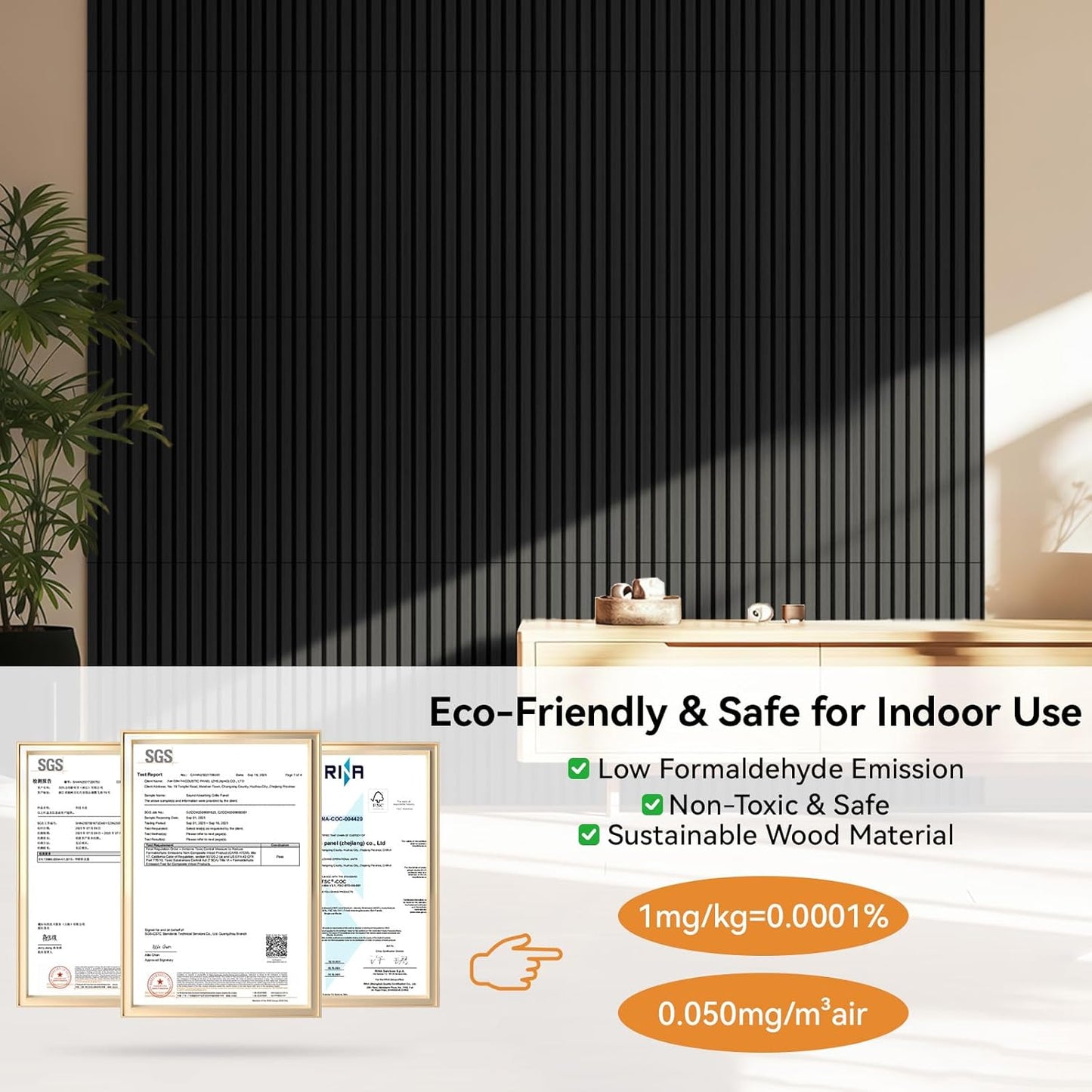 Akoestisch Houten Wandpaneel – Akoestisch Paneel – Houten Wandpaneel – Geluidsabsorberend Paneel – Akoestische Wandbekleding – 2400 x 600 mm, 2-Delig Opvouwbaar – MDF En Polyester Met Hoge Dichtheid, Geluidsabsorptie Tot 0,95