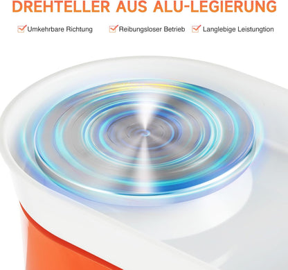 CREWORKS 350 W draaibank voor elektrisch keramiek, 25 cm, elektrische machine voor klei, Pottery Wheel met omkeerbaar wiel met 300 omw/min, gereedschapsset voor kinderen en volwassenen