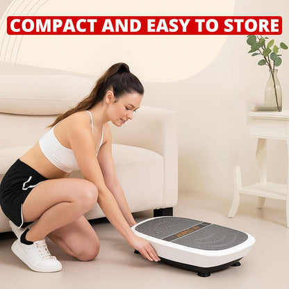 3D Crazy Fit Vibration Plate, Oscillation and Pulsation with Dual Motor, 80 Speeds, Remote Control and Resistance Bands, Full Body Fitness Device for Home, Maximum Load 150 kg - QUORE