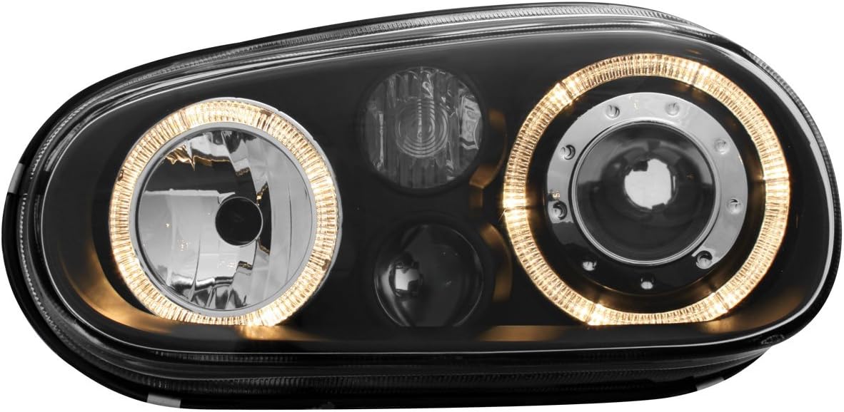 Set Koplampen passend voor Volkswagen Golf IV 1998-2003 - Zwart - incl. Angel-Eyes